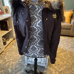 Apple Bottom brown Bomber Jacket with Faux Fur Trim